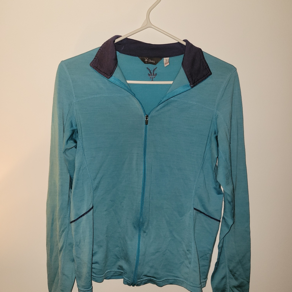 Ibex Teal and Navy Women's Zip-Up Hoodie